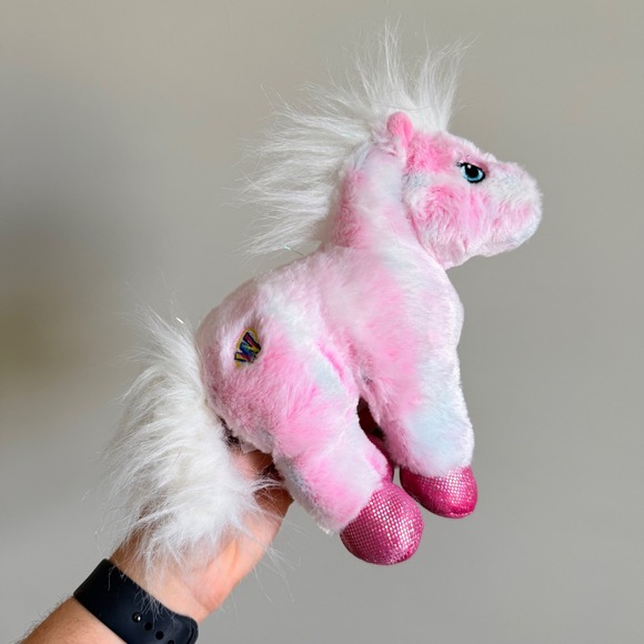 webkinz Other - Webkinz Cotton‎ Candy Pony Pink White Tie Dye Plush Stuffed Animal Ganz HM364